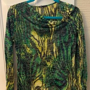 Chaus Tiger Print Green Blouse